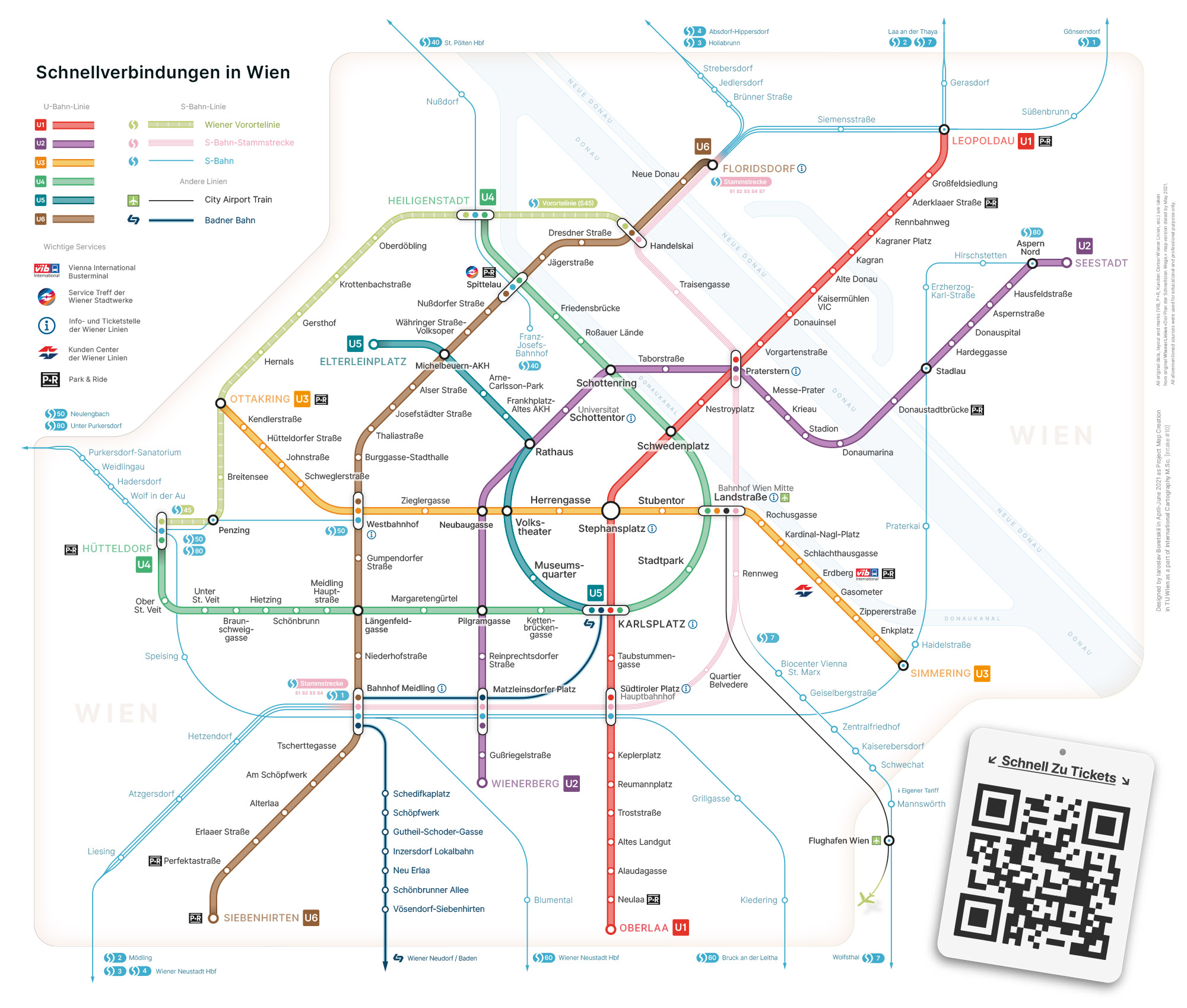 Transit Map of Vienna (Redesign of the official map)