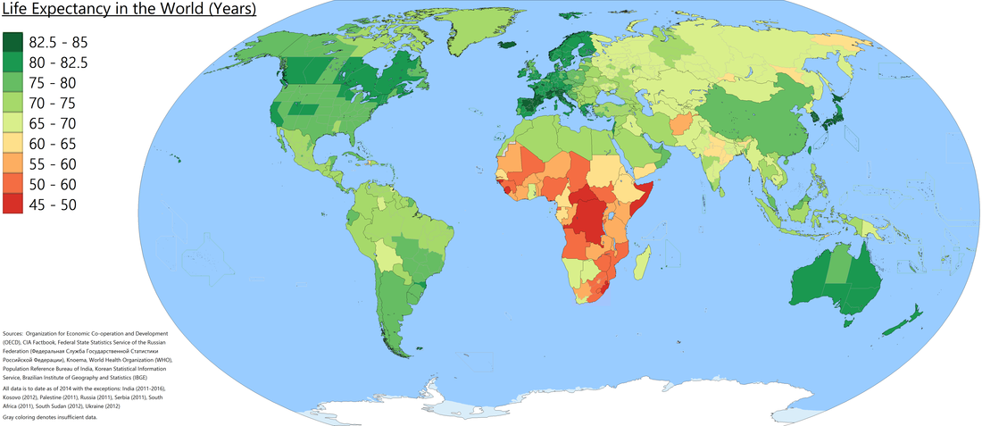 Life Expectancy in The World (Years)